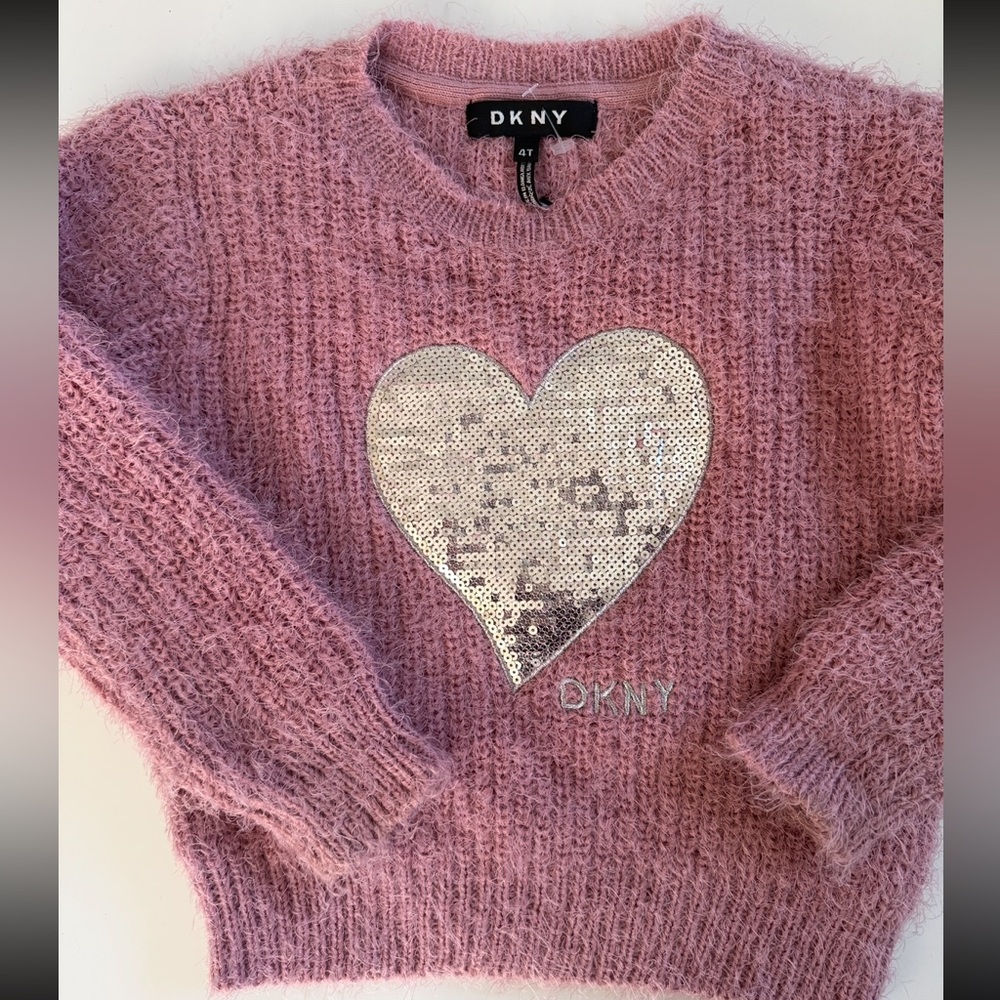 DKNY Mauve Sweater with Metallic Heart